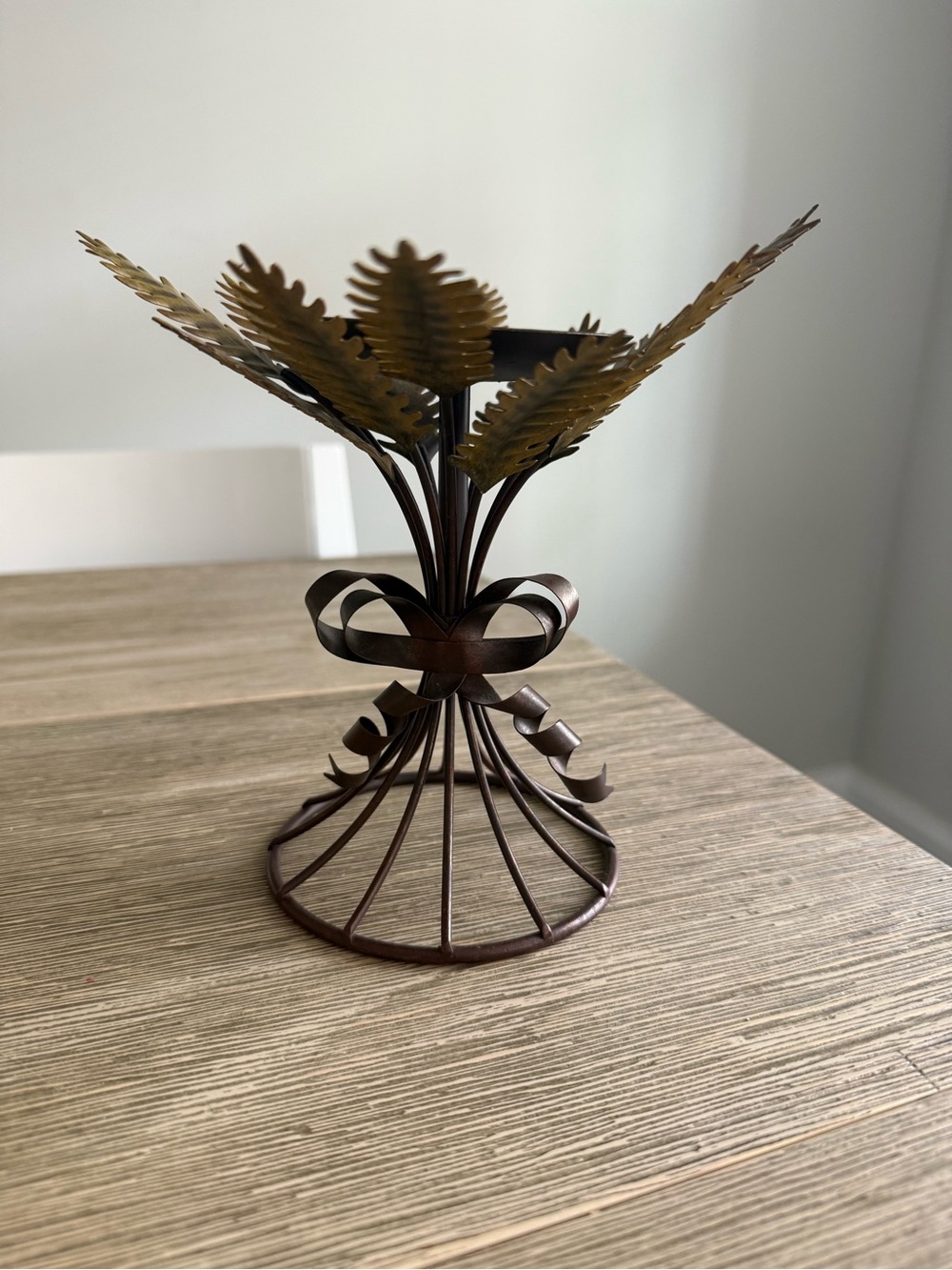 Metal Sheaf of Wheat Candle Holder Bronze Gold Farmhouse French Country Decor